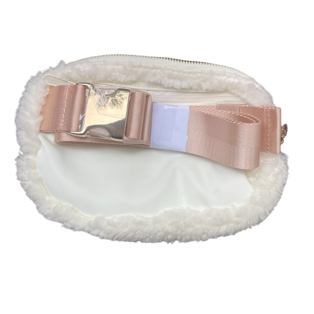 Brand new Fleece Cream hip bag / fanny pack / bum bag w/Rose Gold strap- Darling - Picture 2 of 5